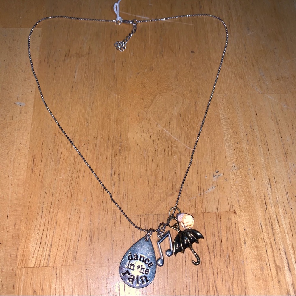 Dance in the Rain Silver Tone Charm Necklace